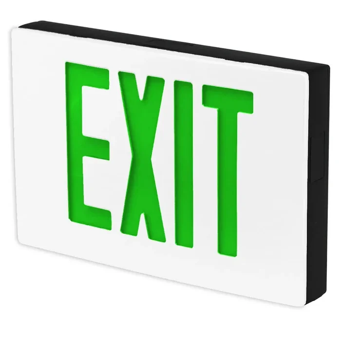 Standard-BL Die-Cast Aluminum Exit Sign Double Face Green Letters Black Housing White Face Panel AC Only No Self-Diagnostics Dual Circuit With 120V Input No (KXTEU2GBW2C-120)
