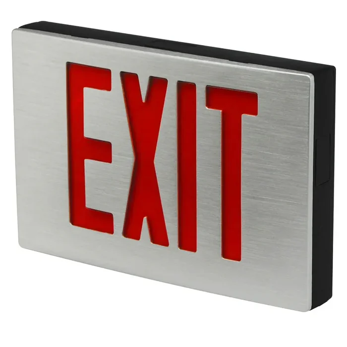 Standard-BL Die-Cast Aluminum Exit Sign Double Face Red Letters Black Housing Aluminum Face Panel AC Only No Self-Diagnostics Dual Circuit With 120V Input No (KXTEU2RBA2C-120)