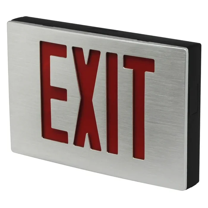 Standard-BL Die-Cast Aluminum Exit Sign Double Face Red Letters White Housing Black Face Panel AC Only No Self-Diagnostics (NYKXTEU2RWB)
