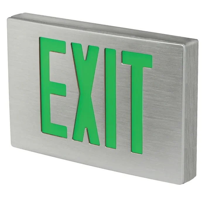 Standard-BL Exit Sign Double Face Green Letters White Housing White Face Panel Battery Backup (KXTEU2GWWEMSDT-TP)