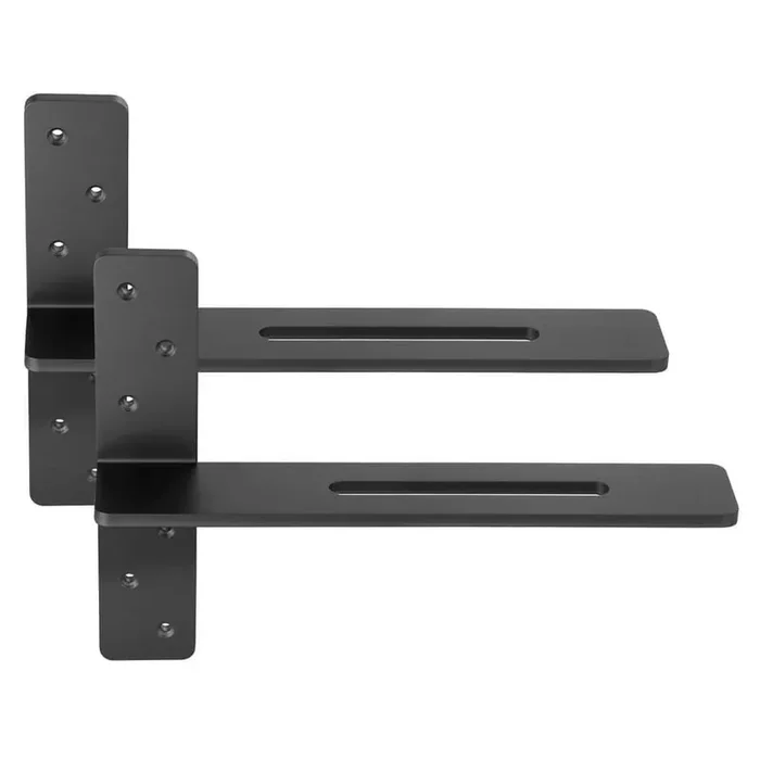 T Shelf Brackets, 200 lbs. Capacity, Solid Steel Heavy Duty, 16 x 2.89 x 12 in. Includes Screws for Shelves Black
