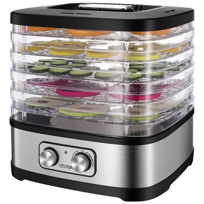Temperature Control Electric Food Dryer Machine 5 BPA-Free Trays Dishwasher Safe 240W Food Dehydrator, Silver