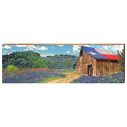 Texas Flag Barn Home Decor Art Print on Real Wood