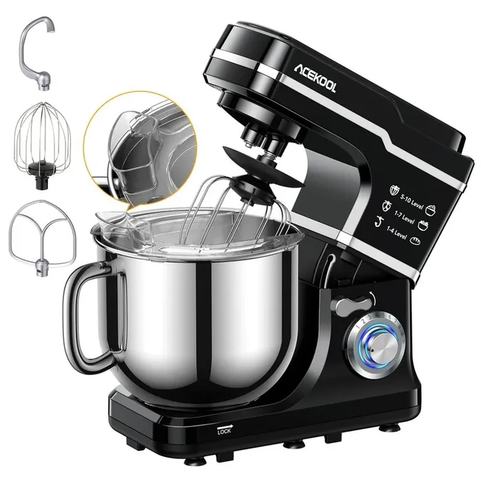 Tilt Head Stand Mixer with 7.5Qt Mixing Bowl, 660W 10 Speed Kitchen Dough Mixer, Black