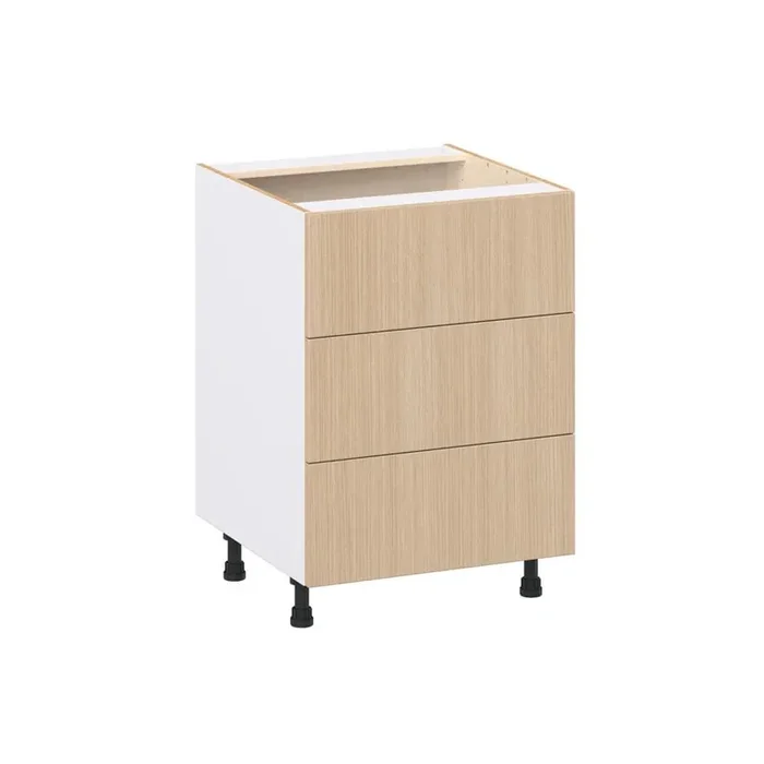 Timberline Mojavi Oak Slab Assembled Base Kitchen Cabinet with Three 10 in. Drawers (24 in. W x 34.5 in. H x 24 in. D)