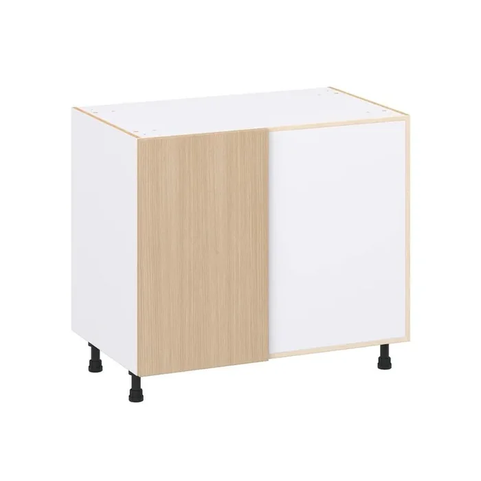 Timberline Mojavi Oak Slab Assembled Blind Base Corner Kitchen Cabinet Right (39 in. W x 34.5 in. H x 24 in. D)