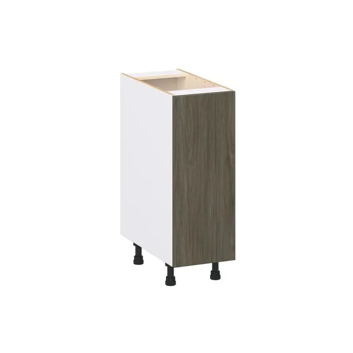 Timberline Slab Walnut Assembled Base Kitchen Cabinet with a Full Height Door (12 in. W x 34.5 in. H x 24 in. D)