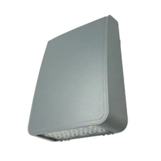 Trace-Lite Small Die-Cast Aluminum LED Wall Pack 25W 120-277Vac Voltage Sensing Dimming Driver Type IV 3000K Silver Battery Backup Button Photo Control (WLZ2-4-3K-SV-BB-PC-SP)
