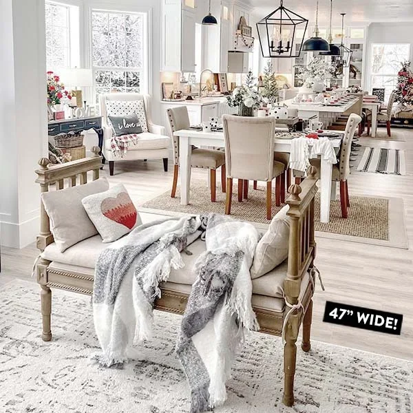 Traditional Cushioned Bench with Arms – Decor Steals