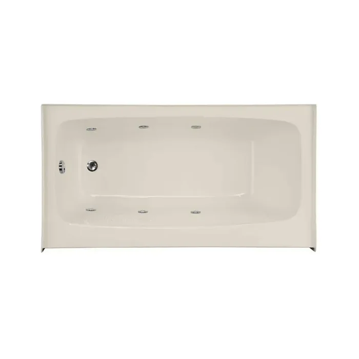 Trenton Shallow Depth 66 in. x 32 in. Acrylic Alcove Whirlpool Bathtub with Left Hand Drain in Biscuit
