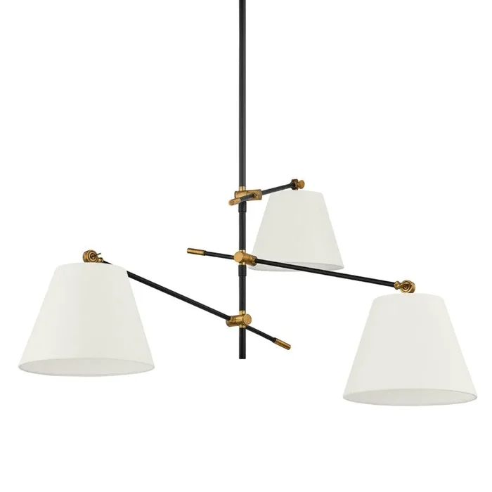 Troy Lighting – F2653-PBR/TBK – Three Light Chandelier – Navin – Patina Brass – F2653PBRTBK