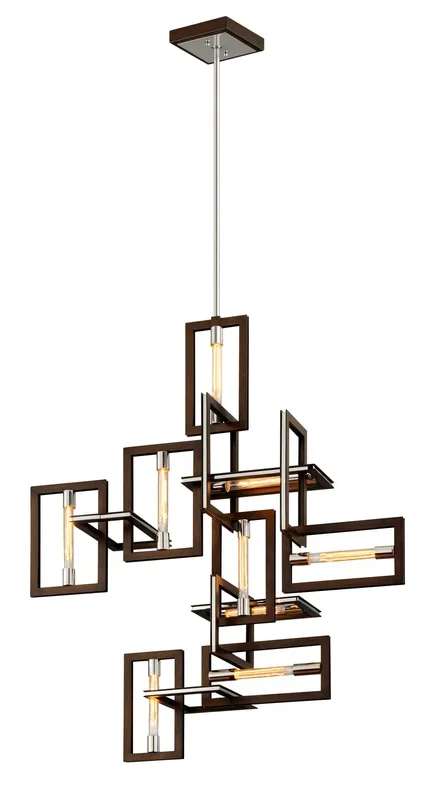 Troy Lighting – F6189 – Nine Light Chandelier – Enigma – Bronze With Polished Stainless – F6189