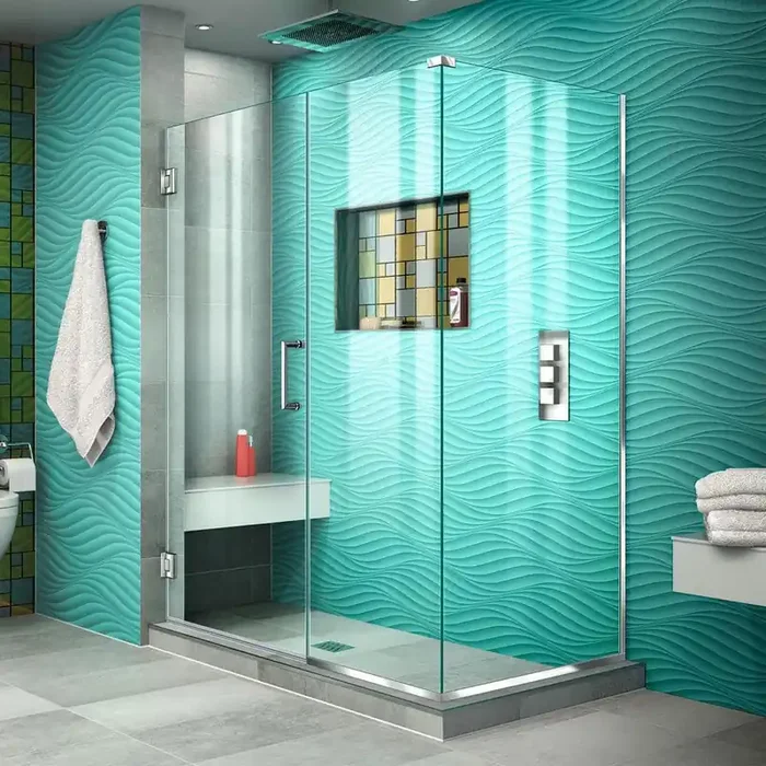 Unidoor Plus 51 in. W x 30-3/8 in. D x 72 in. H Frameless Hinged Shower Enclosure in Chrome