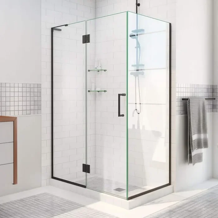 Unidoor-X 47-3/8 in. W x 30 in. D x 72 in. H Frameless Hinged Shower Enclosure in Matte Black