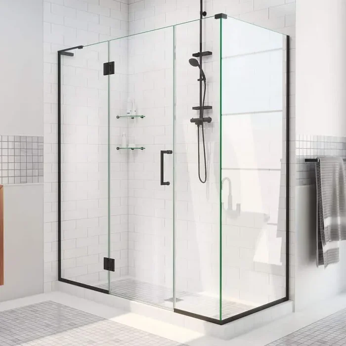 Unidoor-X 47.5 in. W x 34-3/8 in. D x 72 in. H Frameless Hinged Shower Enclosure in Matte Black