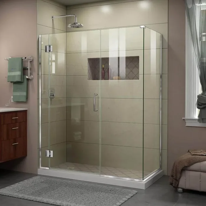 Unidoor-X 47 in. W x 34-3/8 in. D x 72 in. H Frameless Hinged Shower Enclosure in Chrome