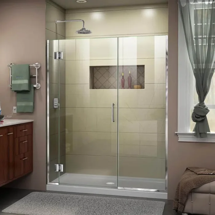 Unidoor-X 55 to 55.5 in. x 72 in. Frameless Hinged Shower Door in Chrome