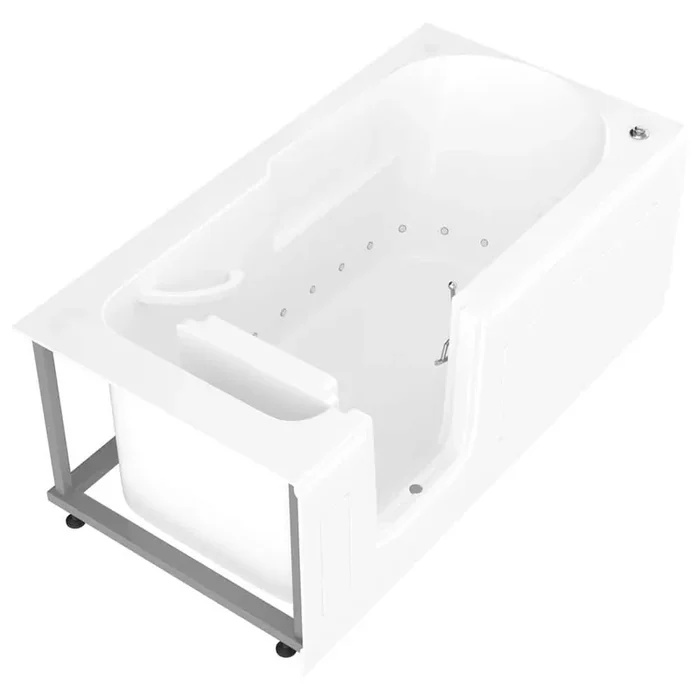 Universal Collection 30 in. L x 59 in. W Left Side Drain Air Jetted Bathtub in White with Easy Step Wide Swing Door