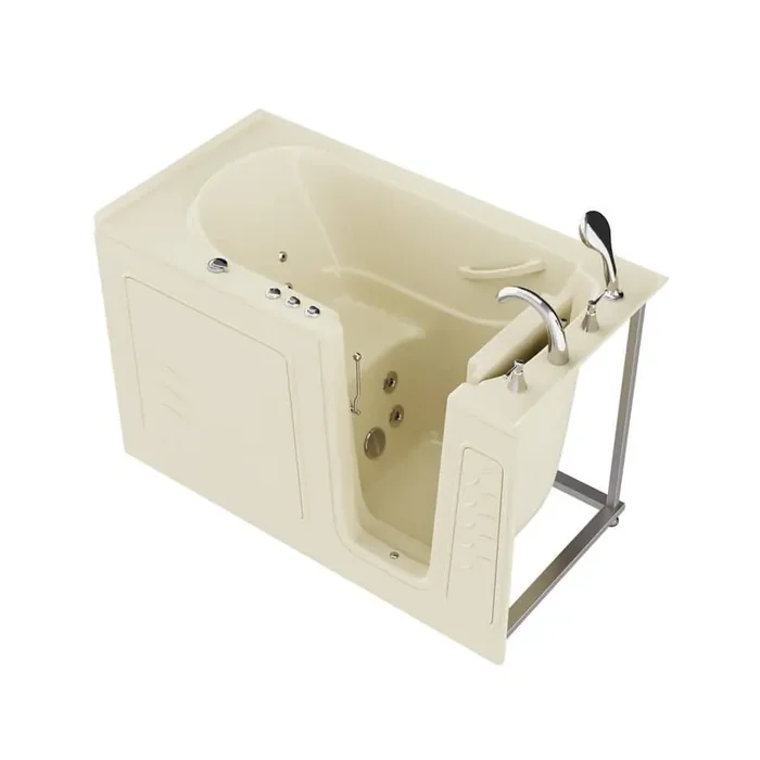Universal Collection 30 in. L x 59 in. W Whirlpool Jetted Bathtub with Right Drain in Biscuit with Powered Fast Drain