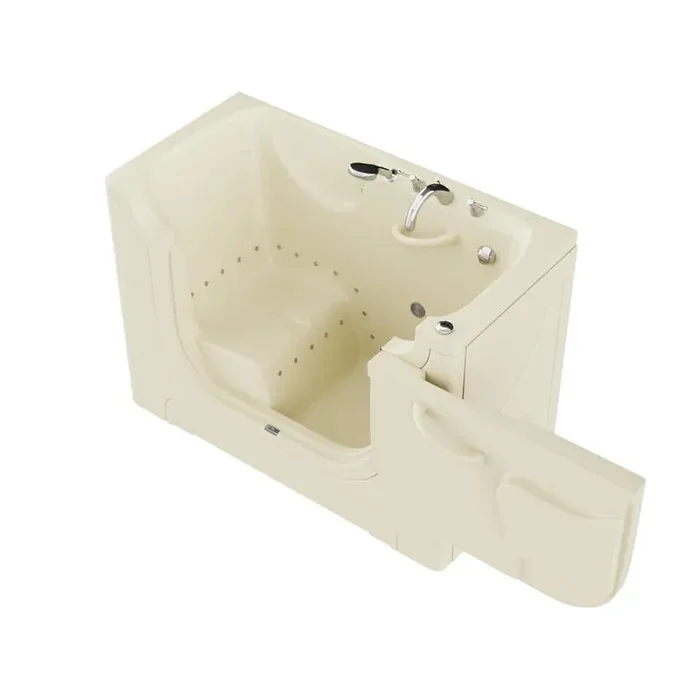 Universal Collection 30 in. L x 60 in. W Right Side Drain Air Jetted Bathtub in Biscuit with Aroma and Chroma Therapy