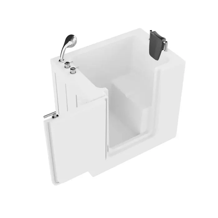 Universal Collection 31 in. L x 40 in. W Left Side Drain Soaker Bathtub in White with Fast Filling Faucet Set
