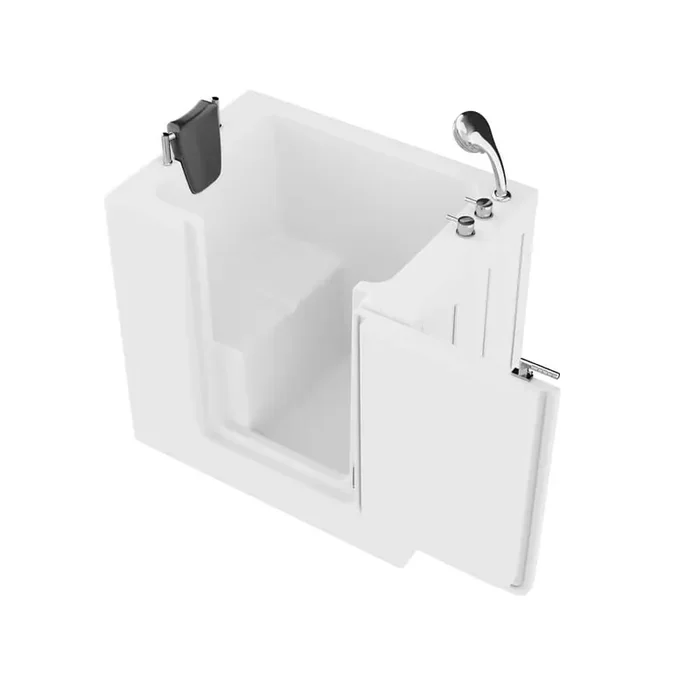Universal Collection 31 in. L x 40 in. W Right Side Drain Soaker Bathtub in White with Fast Filling Faucet Set