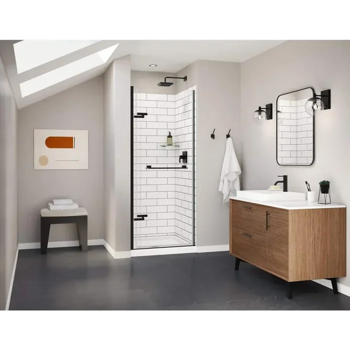 Utile 36 in. W x 80 in. H Direct-to-Stud Fiberglass Shower Wall Set for Corner in Metro Tux, 2 Panels