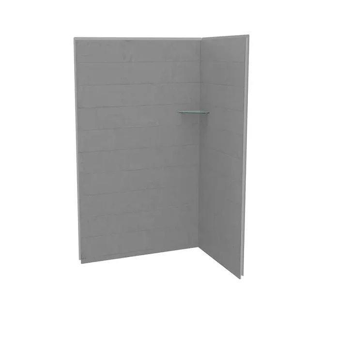 Utile 48 in. W x 36 in. D x 80 in. H Composite Direct-to-Stud Two-Piece Corner Shower Wall Kit in Factory Sleek Smoke