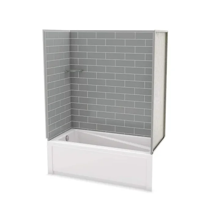 Utile Metro 32 in. x 60 in. x 81 in. Bath and Shower Kit with New Town Left Hand Drain in Ash Grey
