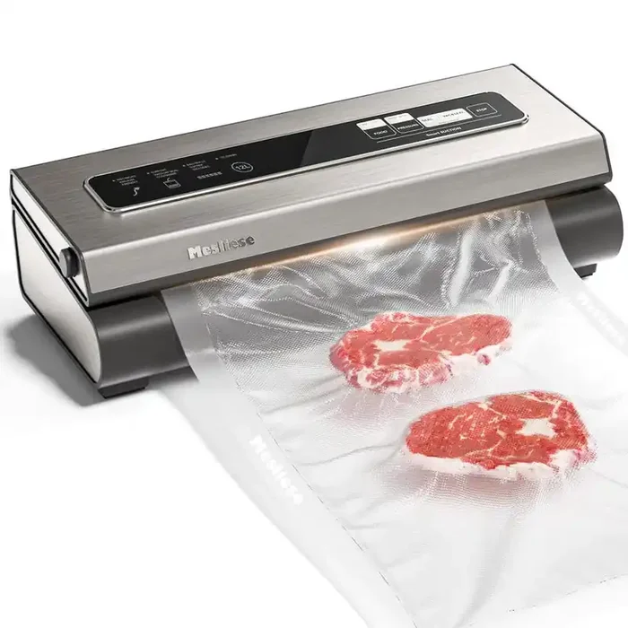 Vacuum Sealer Machine 90Kpa Precision 6-in-1 Compact Food Preservation System with Cutter, 2 Bag Rolls in Silver