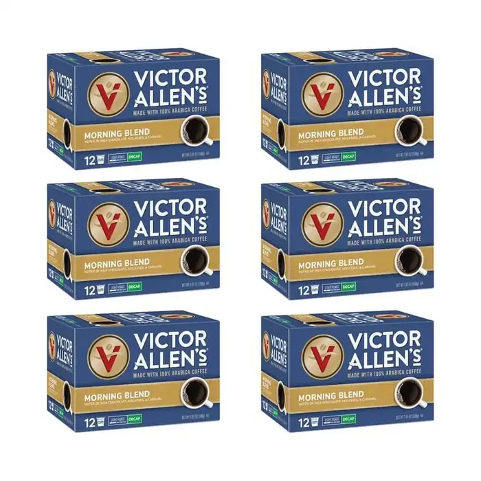Victor Allen‘s Coffee Decaf Morning Blend, Light Roast, 72 Count, Single Serve Coffee Pods for Keurig K-Cup Brewers