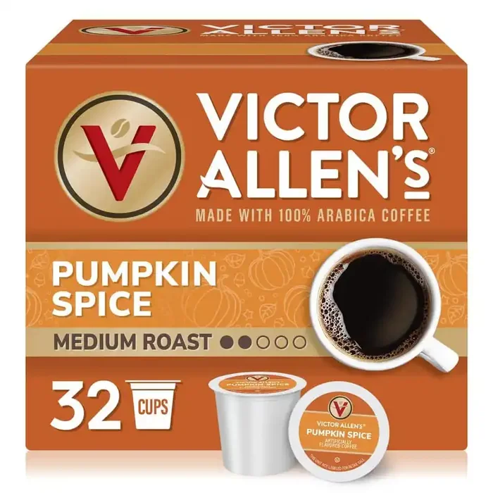 Victor Allen‘s Coffee, Pumpkin Spice, 32 Count, Medium Roast, Single Serve Coffee Pods for Keurig K-Cup Brewers