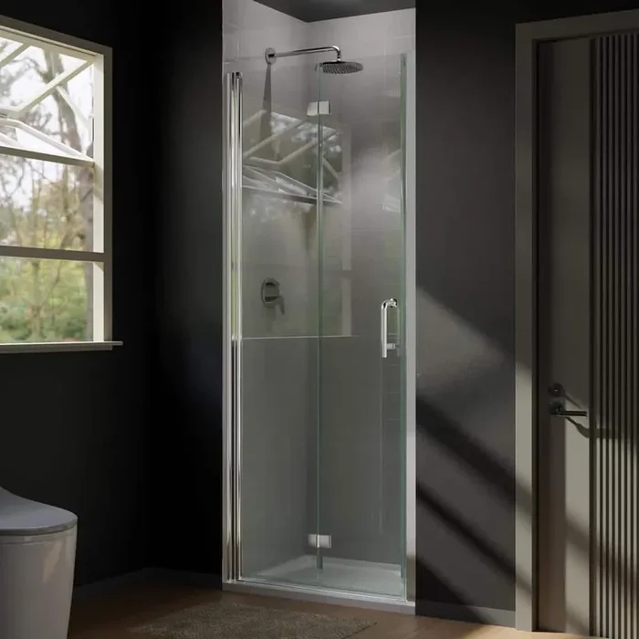 Victoria 30 to 31-3/8 in. W x 72 in. H Bi-Fold Frameless Shower Doors in Chrome with Clear Glass