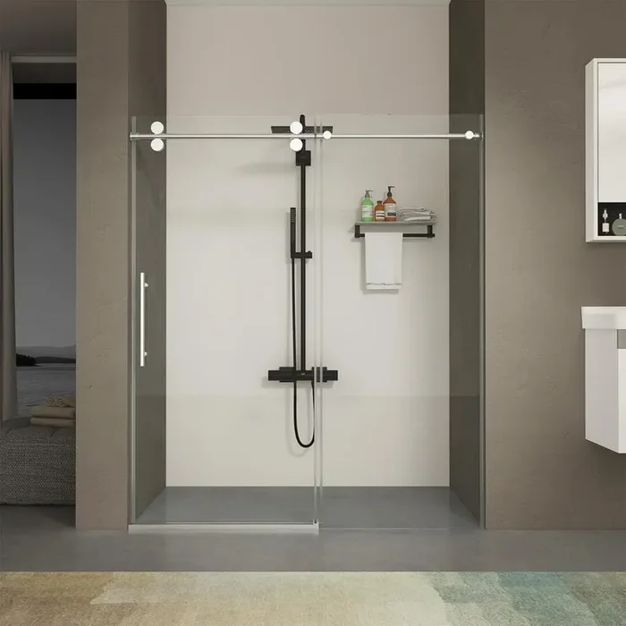 Victoria 56-60 in. W x 76 in. H Sliding Frameless Shower Door in Chrom Finish with Clear SGCC Tempered Glass