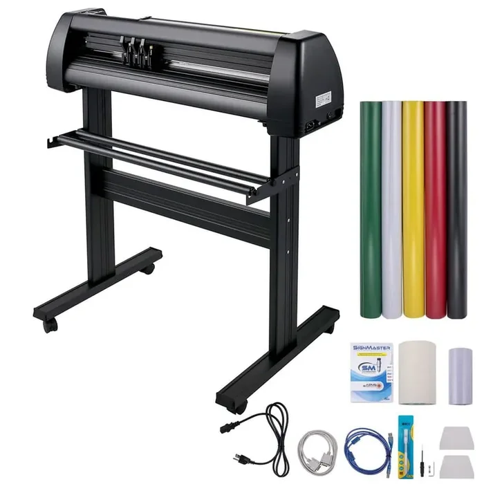 Vinyl Cutter Machine, 28 in. Vinyl Plotter, LCD Display Plotter Cutter, Adjustable Double-Spring Pinch Rollers Sign