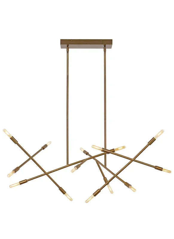 Visual Comfort Modern – 700LSLNVR – 14 Light Chandelier – Line Wave – Aged Brass – 700LSLNVR