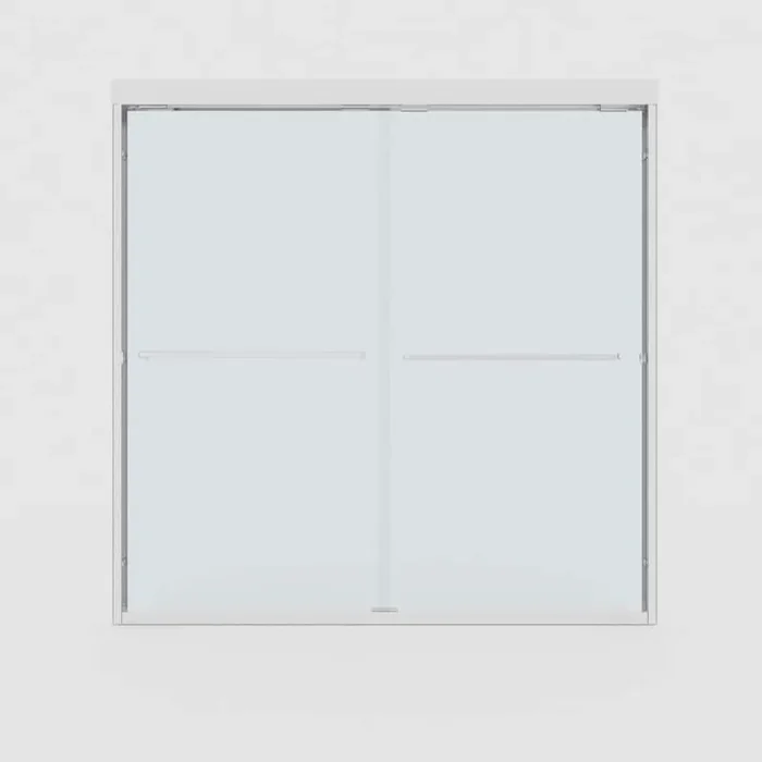 Vitrium 60 in. W x 56 in. H Sliding Semi-Frameless Tub Door in Chrome with Clear Glass and Handles