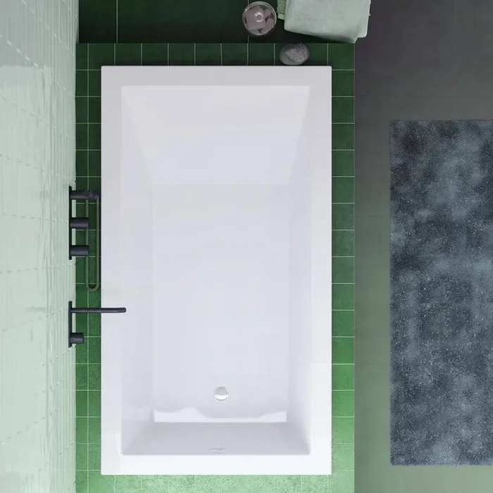 Voltaire 48 in. x 30 in. Rectangular Soaking Bathtub with Reversible Drain in Glossy White