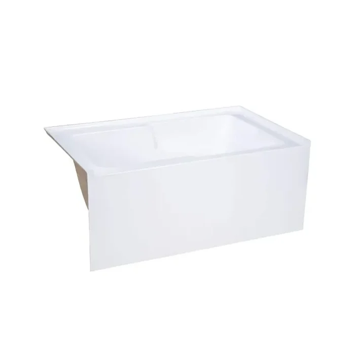 Voltaire 54 in. x 30 in. Acrylic White, Alcove, Integral Armrest, Right-Hand Drain, Apron Rectangular Bathtub in White