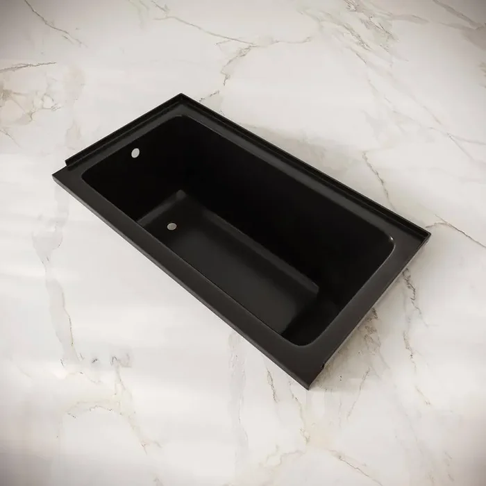 Voltaire 54 in. x 30 in. Soaking Alcove Bathtub with Left Drain in Glossy Black