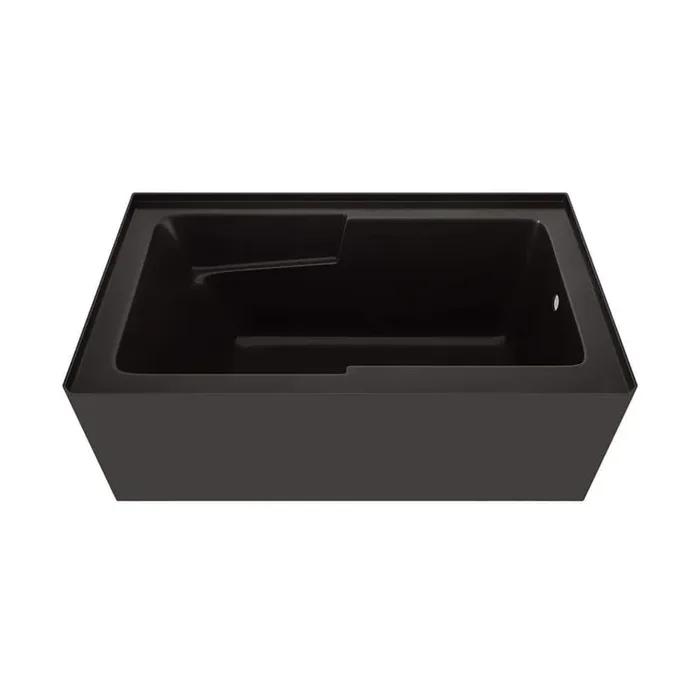 Voltaire 54 in. x 30 in. Soaking Alcove Bathtub with Right Drain in Glossy Black with Integrated Armrest