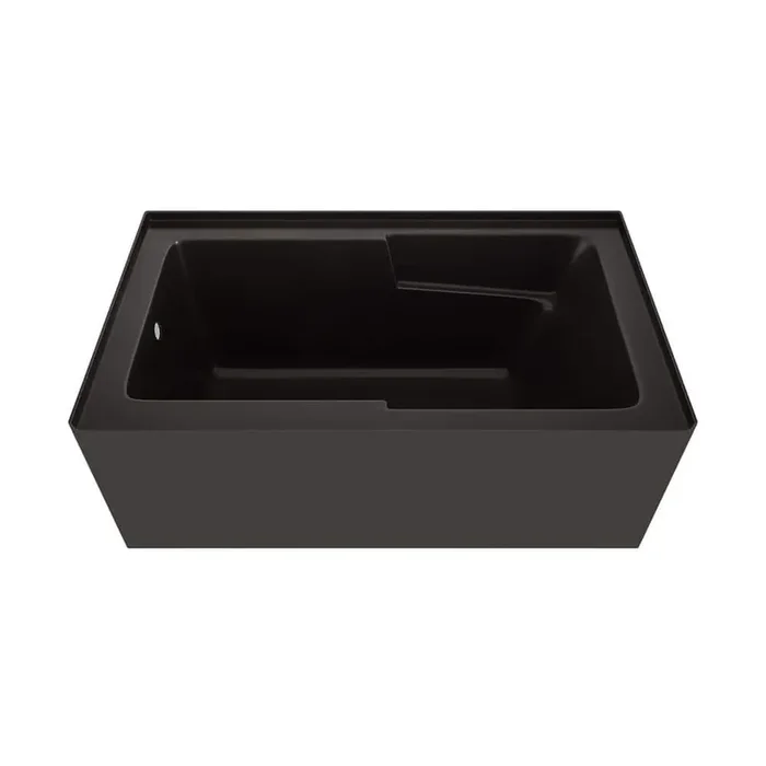 Voltaire 54 in. x 30 in. Soaking Bathtub with Left Drain in Glossy Black with Integrated Armrest