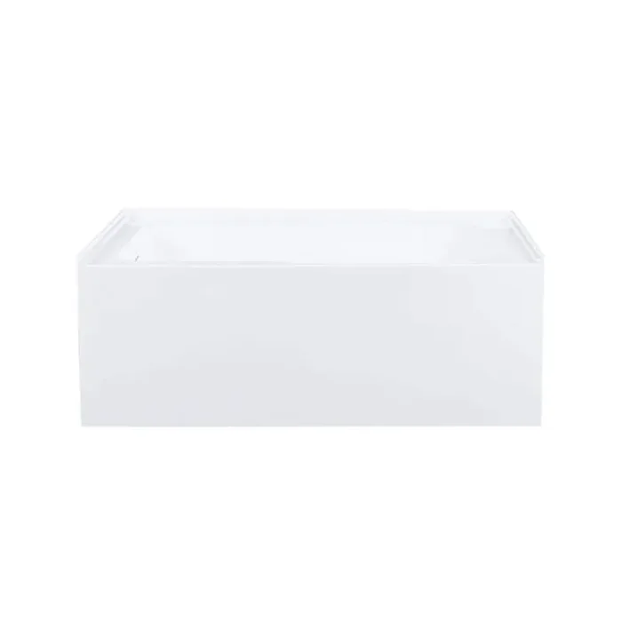 Voltaire 54 x 30 Skirted Left Drain Soaking Apron Bathtub in Glossy White with Integrated Overflow, Armrest, and Drain