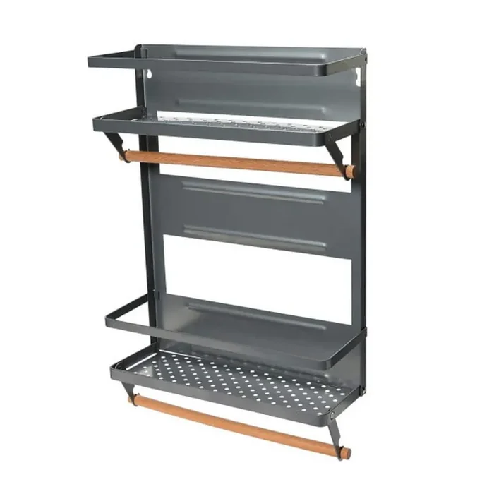 Wall/Door Mounted Grey Metal Magnetic Organizer with Paper Towel Holder