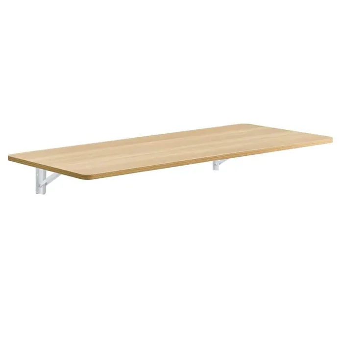 Wall Mounted Folding Table, Laundry Room Folding Table for Small Spaces, Workbench for Garage, Office, Kitchen in Brown