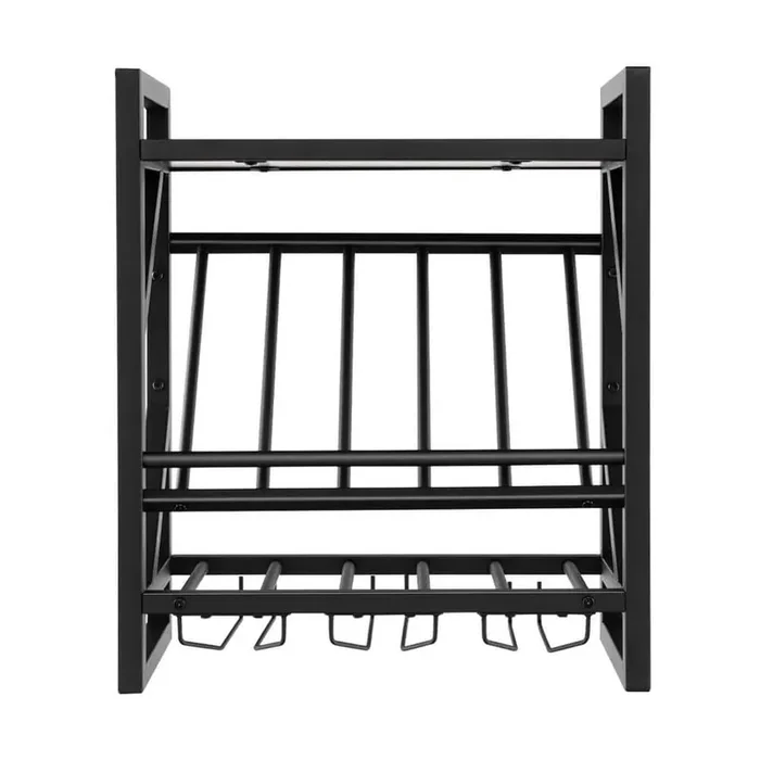 Wall Mounted Rustic Wine Rack 10-Bottles Wine Display Holder W/Glass Holder