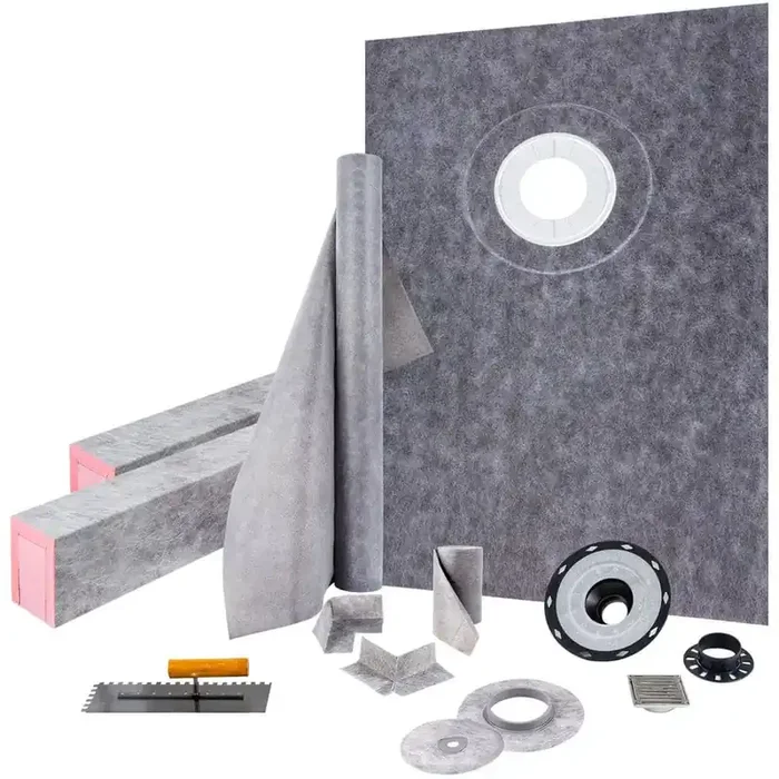 Waterproofing Shower Kit 38 x 60 in. Shower Pan Liner with 4 in. PVC Offset Bonding Flange Polyethylene Shower Pan Liner