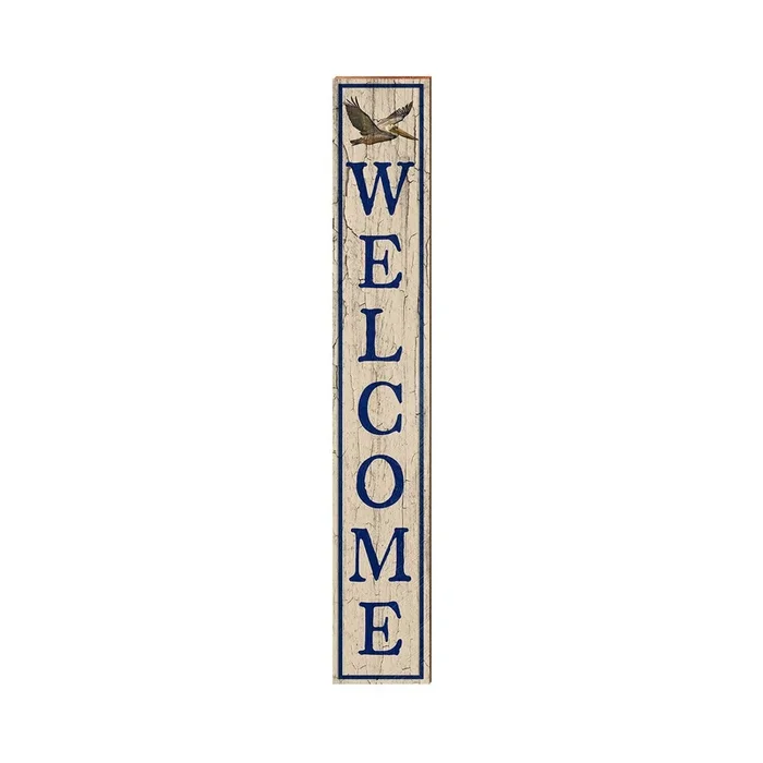 Welcome Pelican Peach | Wall Art Print on Real Wood