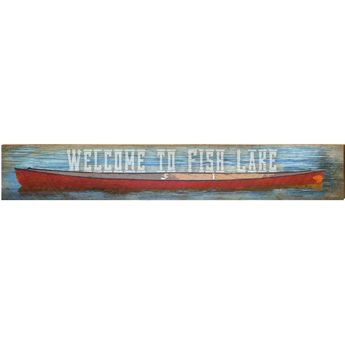 Welcome to Fish Lake Canoe | Wall Art Print on Real Wood