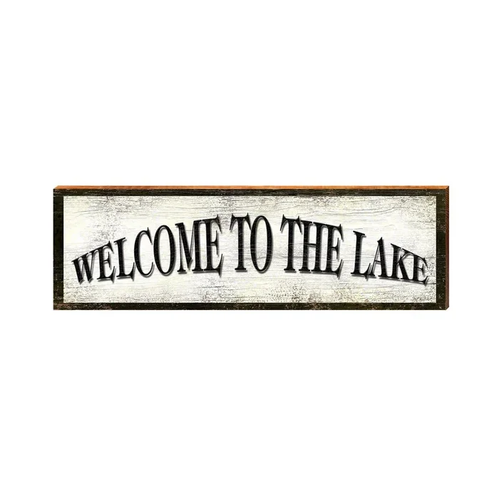 Welcome to the Lake Sign | Wall Art Print on Real Wood